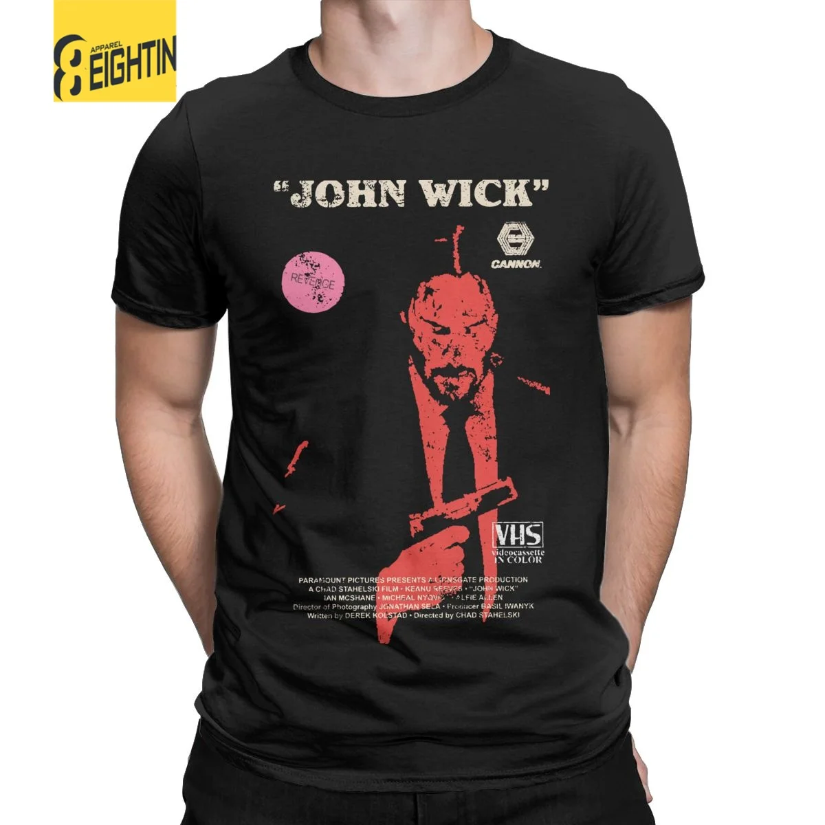 

John Wick VHS Retro T Shirts Men's 100% Cotton Casual T-Shirt Round Neck Death Wish Tees Short Sleeve Clothes Adult