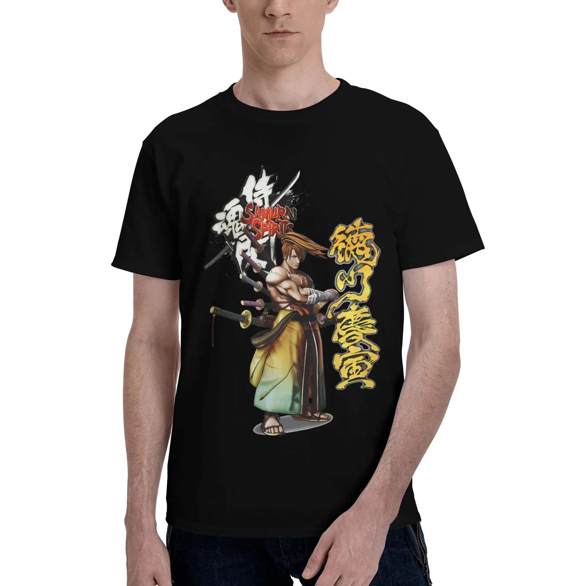 Фото Футболка из 100% хлопка с забавным принтом SAMURAI SHODOWN, SAMURAI SPIRITS, TOKUGAWA YOSHITORA, футболки Samurai Spirits для мужчин №1