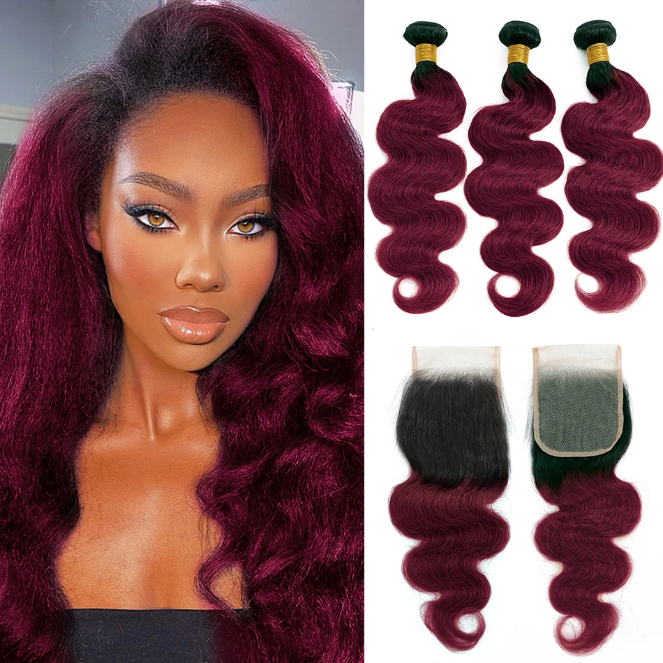

DreamDiana 2023 NEW FASHION 10A Malaysian Kinky Wave 3 Bundles With Lace Closures Remy Human Hair Ombre Yaki Wave With Closure