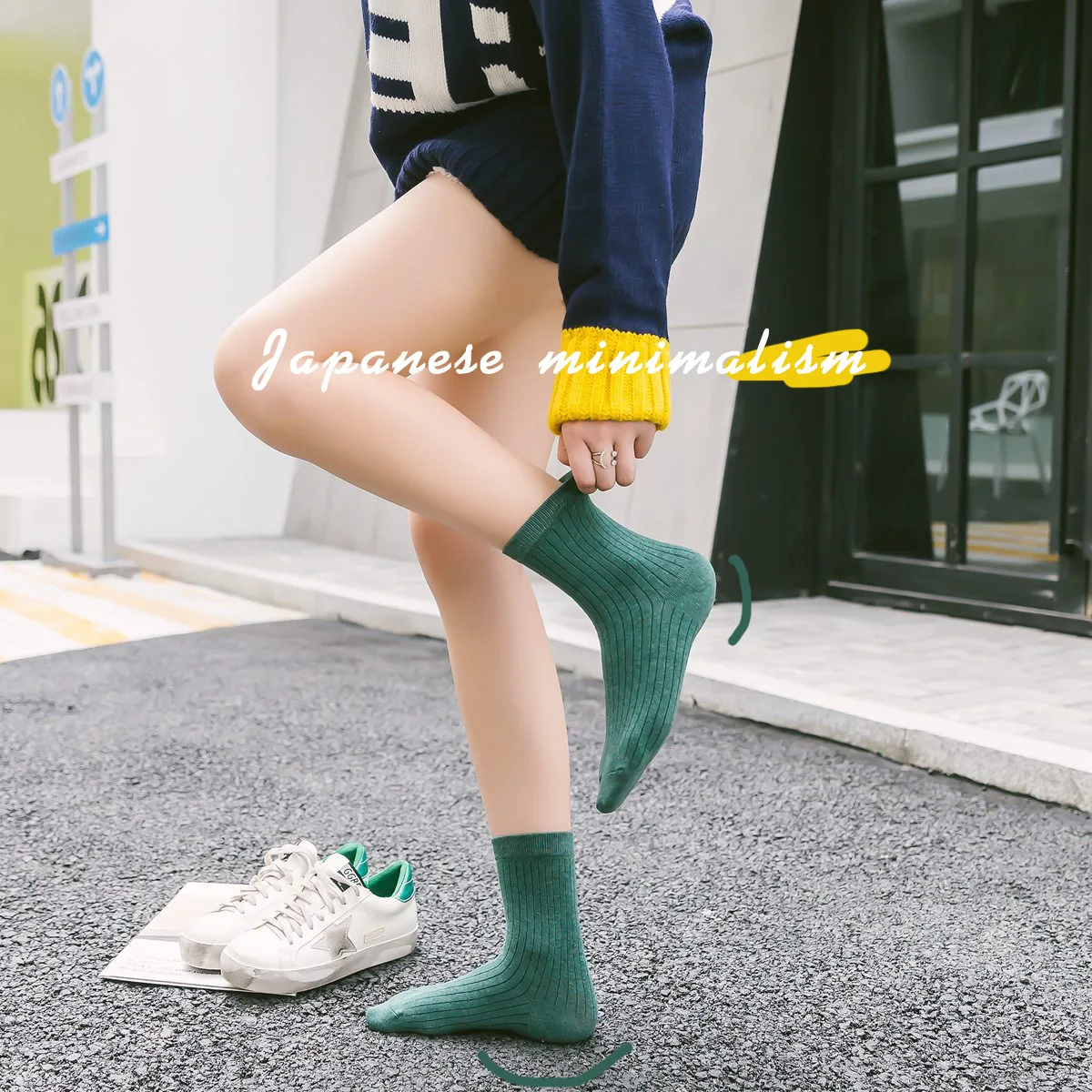 2 Pairs Women's Mid-calf Solid Color Cotton Socks Spring and Autumn Japanese Cute Korean Version of The Student Kawaii Socks