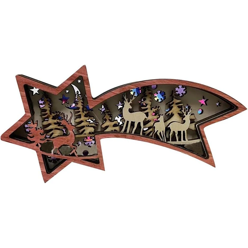 Рождественская лампа со звездой светодиодные деревянные рождественские