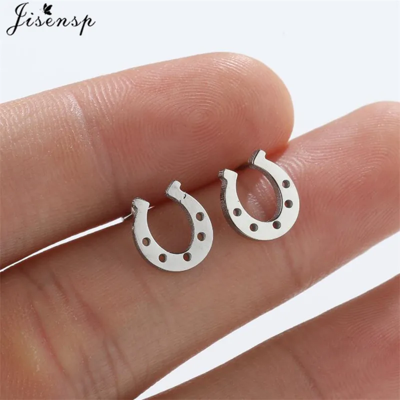 Minimalist U Shaped Geometric Earrings for Women Girls Lucky Horseshoe Stud Earing Stainless Steel Jewelry Mother's Day Gifts