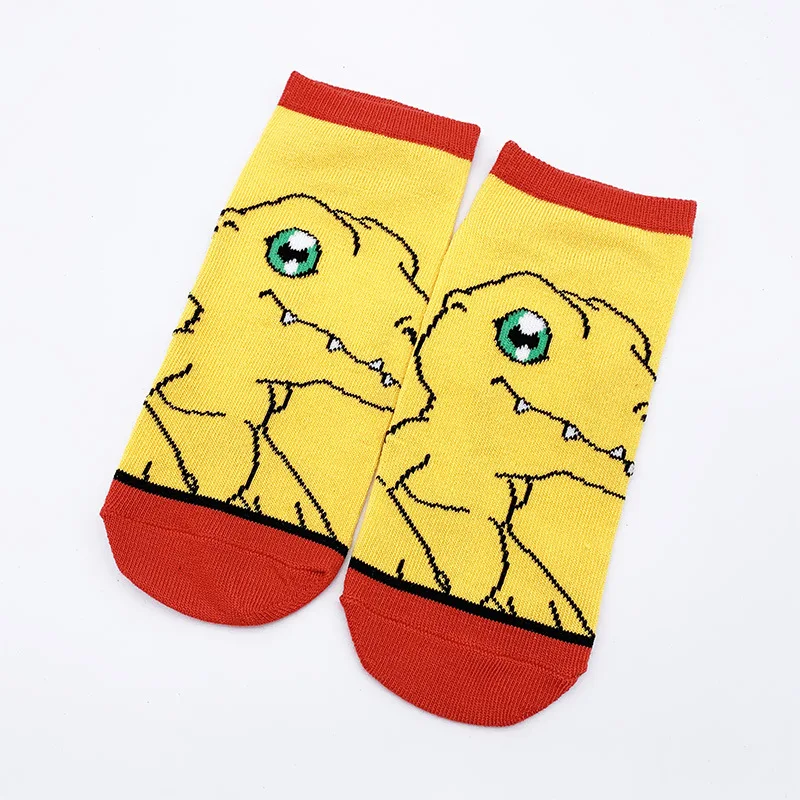 Anime Women Sock Digimon Adventure Woman Socks Womans Boat Sox Cute Cartoon Agumon Casual Cotton Girls Spring Summer Skarpetki