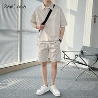 men shirts sets solid mens clothing ropa hombre 2022 summer new fashion two piece sets short sleeve kpop style tracksuit outfits