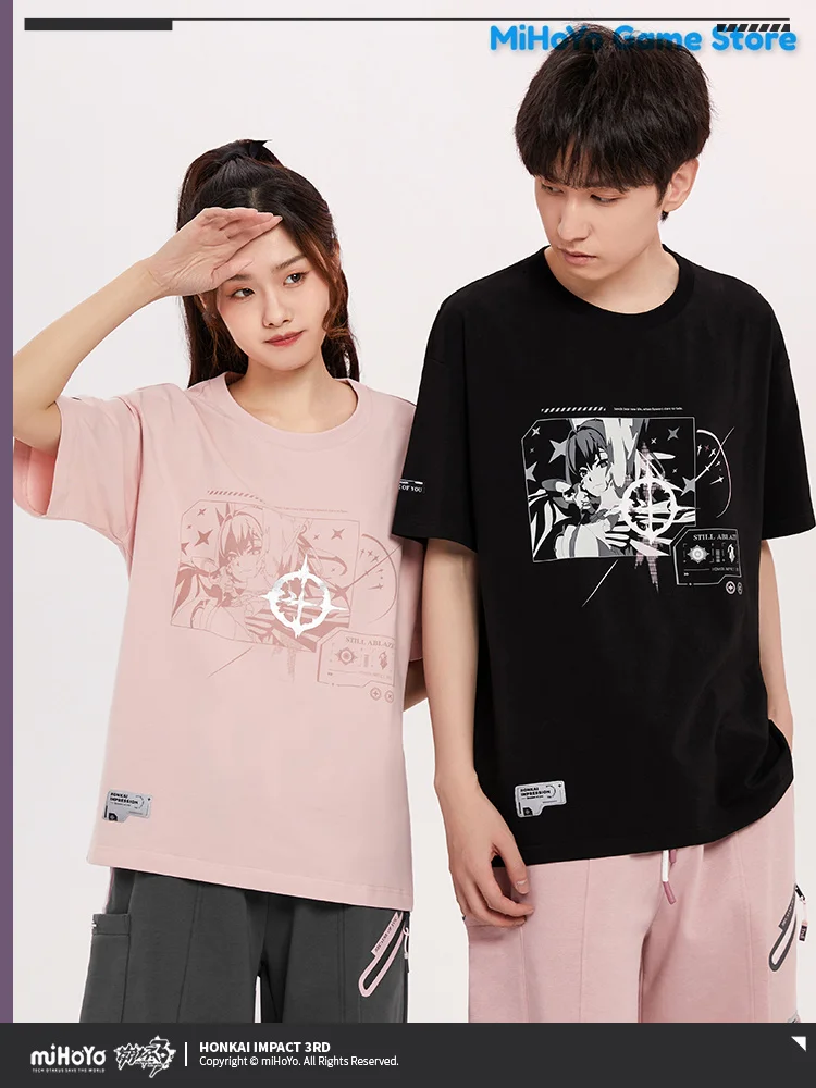 Elysia T-shirt Honkai Impact 3 Official Genuine Theme Clothing Unisex Tops Because Of You Story Series Costume Gift