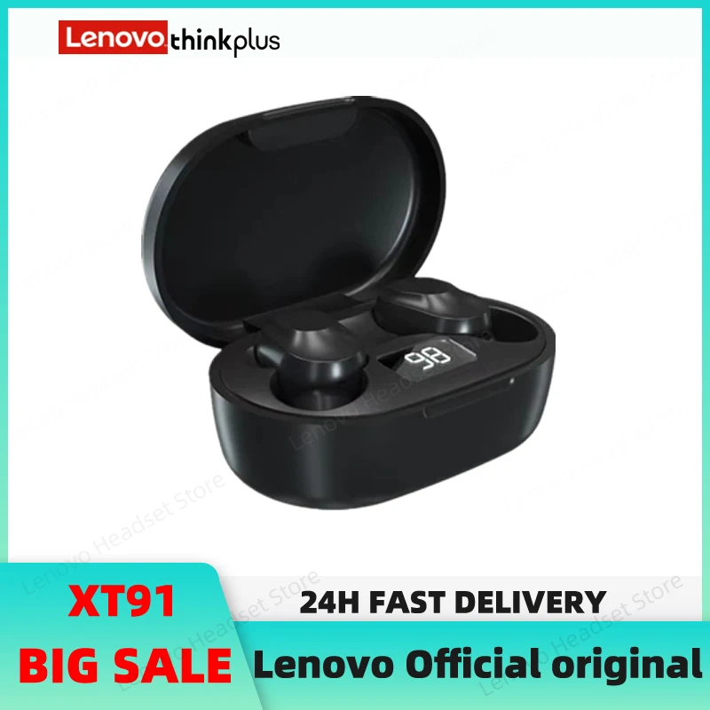 Оригинальные беспроводные Bluetooth-наушники Lenovo XT91, игровая гарнитура с ИИ-управлением, стереонаушники с басами и микрофоном, TWS наушники с шумоподавлением