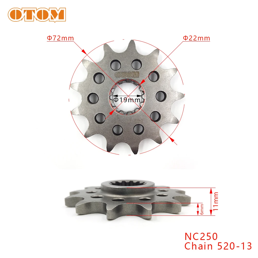 

OTOM Мотоцикл 520 13T 14T передняя Звездочка, ковка цепи двигателя для ZONGSHEN NC250 AVANTIS MOTOLAND KAYO BRZ GR8 внедорожник