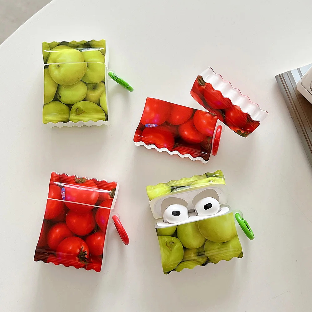 

Candy Sweet 3D Apple Tomatoes Bluetooth Earphone Case for AirPods 1 2 3 Pro 2nd Case Cover Red Fruits Lovely Silicone Shell capa