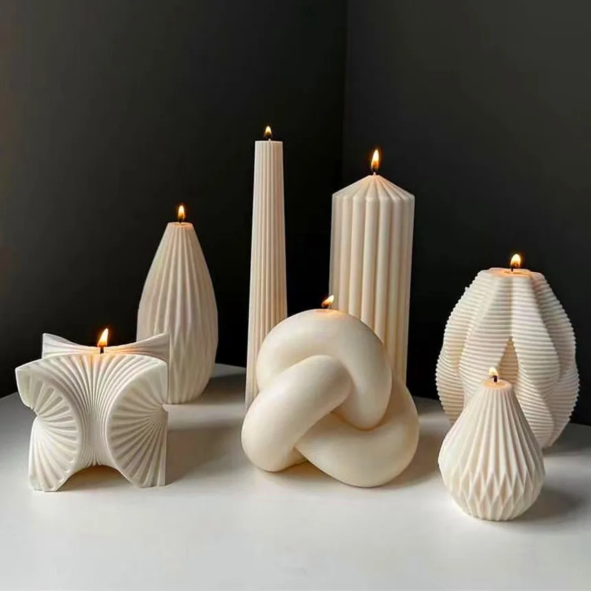 Geometric shape candle silicone mold stripe cylinder candle silicone mould home decoration knot candle soap Acrylic PC mold