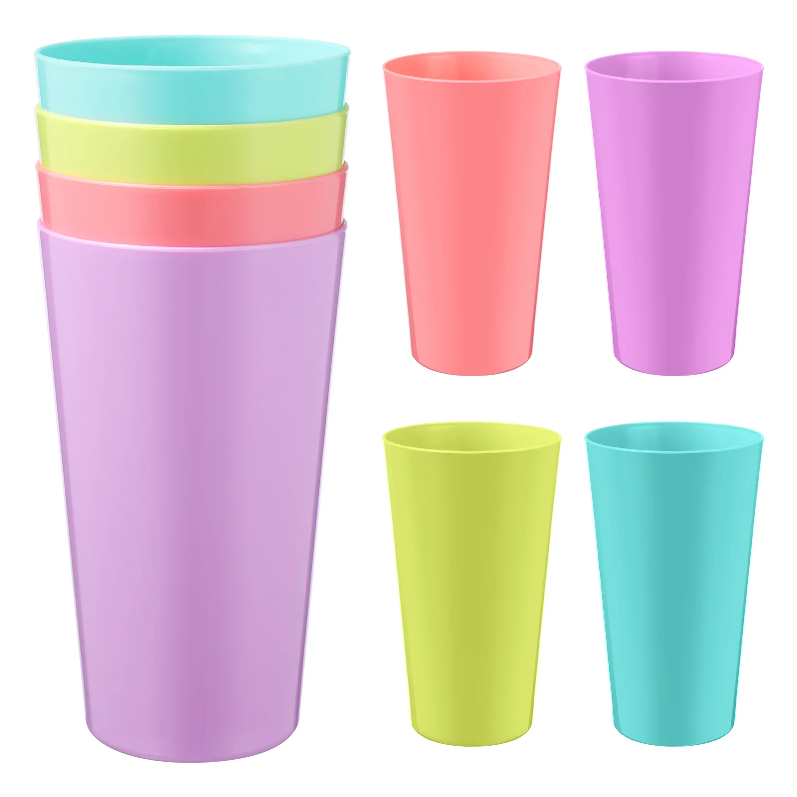 

WINOMO Water Drinking Cups Plastic Water Cups Beverage Cups Simple Reusable Tumblers Juice Cups (Mixed Color)