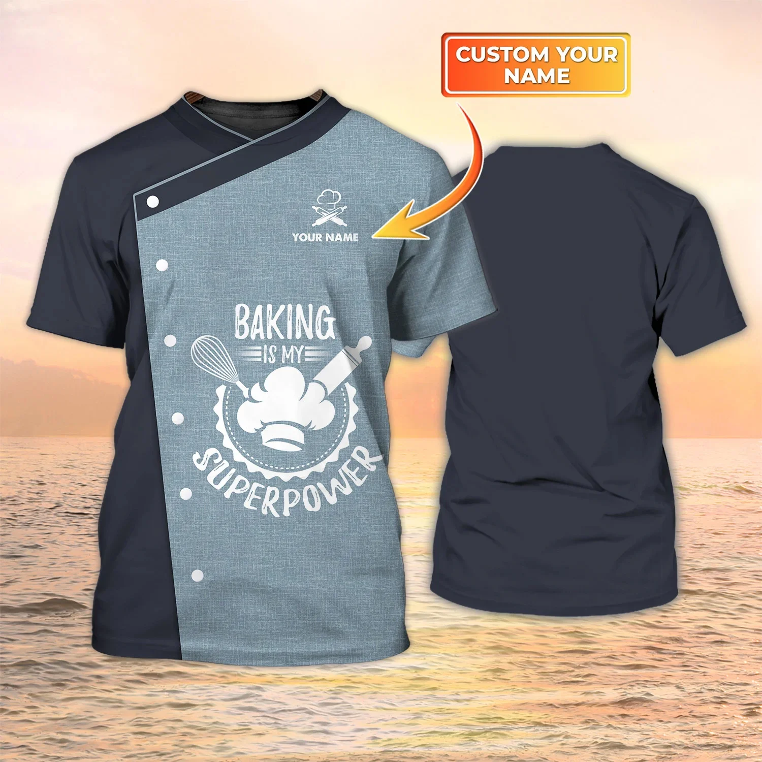 

Patisserie Customized Name T Shirt Male Baker Workwear Casual Tee Round Neck Loose Pullover Unisex Clothing Plus Size XS-6XL