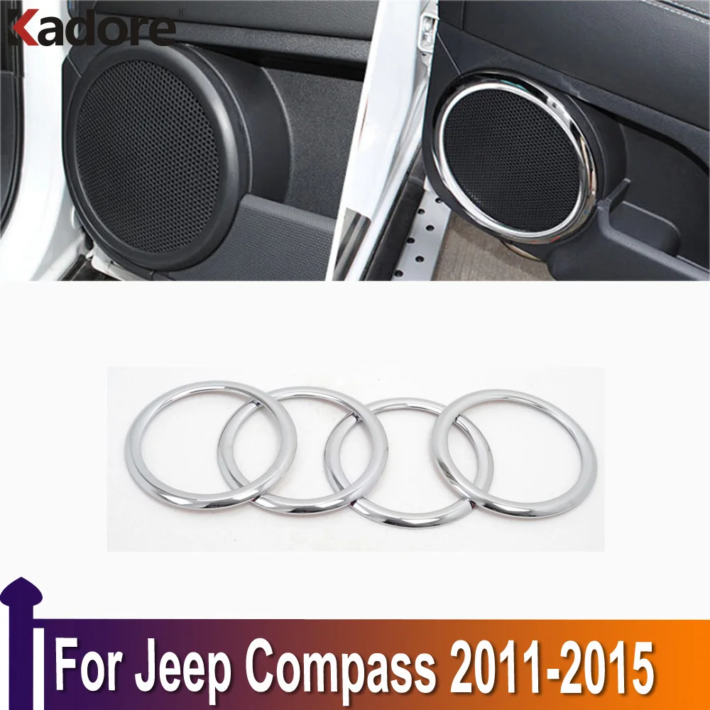 

For Jeep Compass 2011 2012 2013 2014 2015 ABS Chrome Car Audio Speaker Trim Door Loudspeaker Stereo Decal Interior Accessories