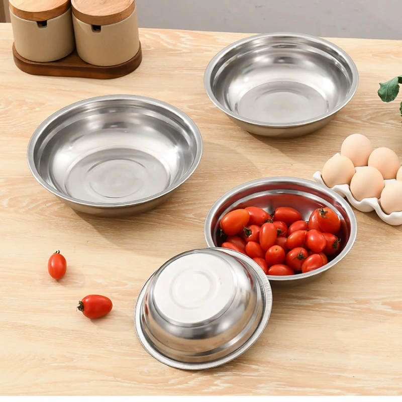 

4 Sizes Stainless Steel Soup Bowls Multi-function Round Soup Pot Soup Palte Soup Bowl Dishes Strong and Durable Kitchen Tools