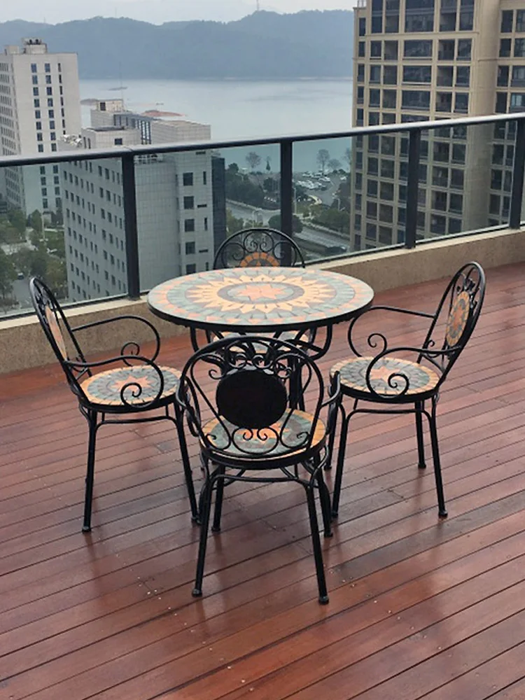 Железный художественный досуг Балконный стол и стул уличный садовый двор один