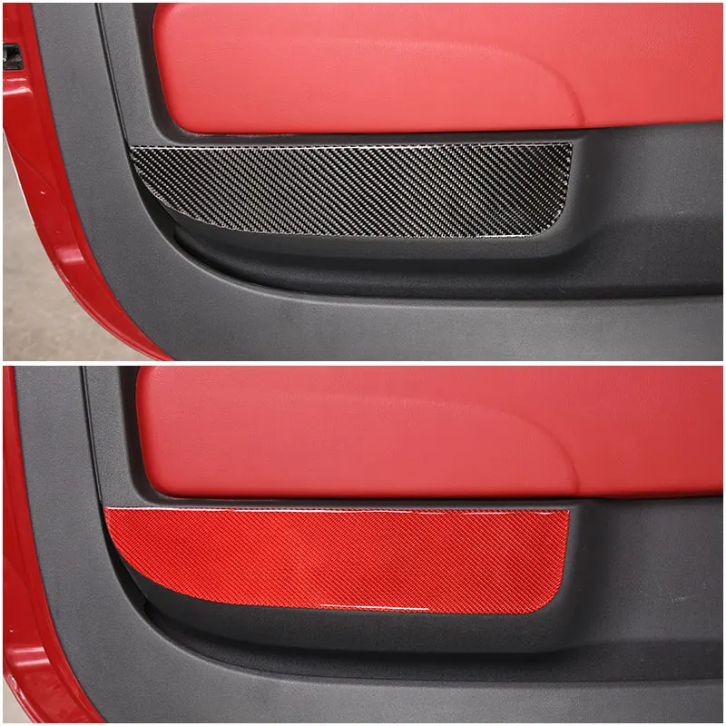 For Fiat 500 2011-2019 real Carbon Fiber Car Door Anti-kick Trim cover Sticker Protection panel Car Accessories（Soft Carbon）