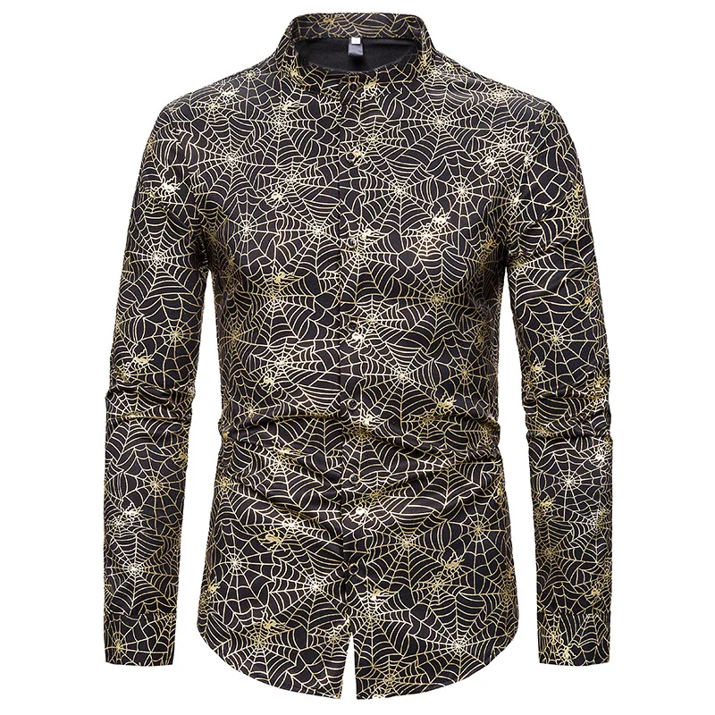 

Fashion Nightclub Shirt For Men 2022 Brand Party Wedding Tuxedo Shirt Mens Long Sleeve Stand Collar Casual Dress Shirts Camisa