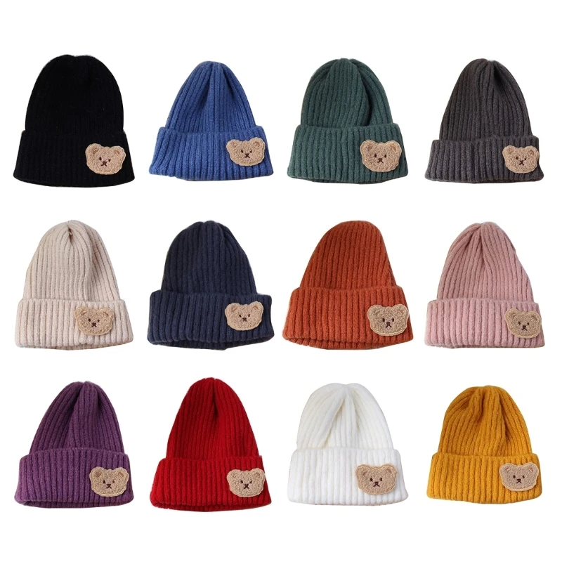 

Детская вязаная шапка с милым медведем, мягкая теплая шапка с ушками на осень/зиму