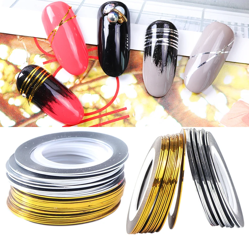 

0.5mm Gold Silver Striping Tape Line Nail Art Stickers Polish Transfer Nail Wire Foils Adhesive Decal Manicure Decoration