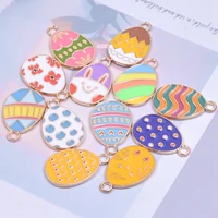 12pc mixed cartoon rabbit easter eggs enamel charm diy jewelry making supplies craft necklace for kids girl accessories keychain