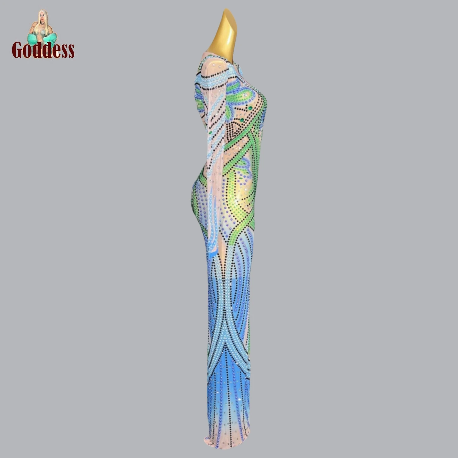 Блестящие разноцветные стразы сексуальное кривое праздничное вечернее платье