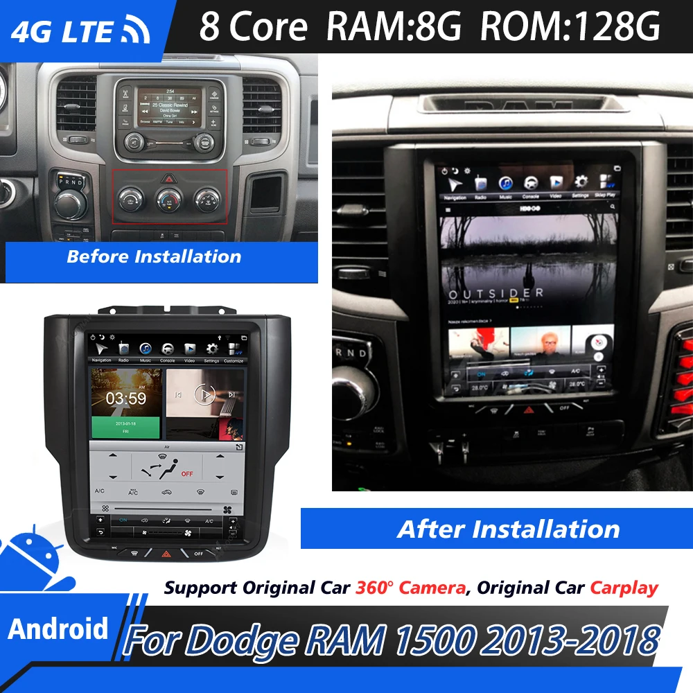 

Автомобильное радио BT стерео для Dodge RAM 1500 2013 2014 2015 2016 2017-2018 GPS сенсорный экран навигация видеоплеер рекордер головное устройство