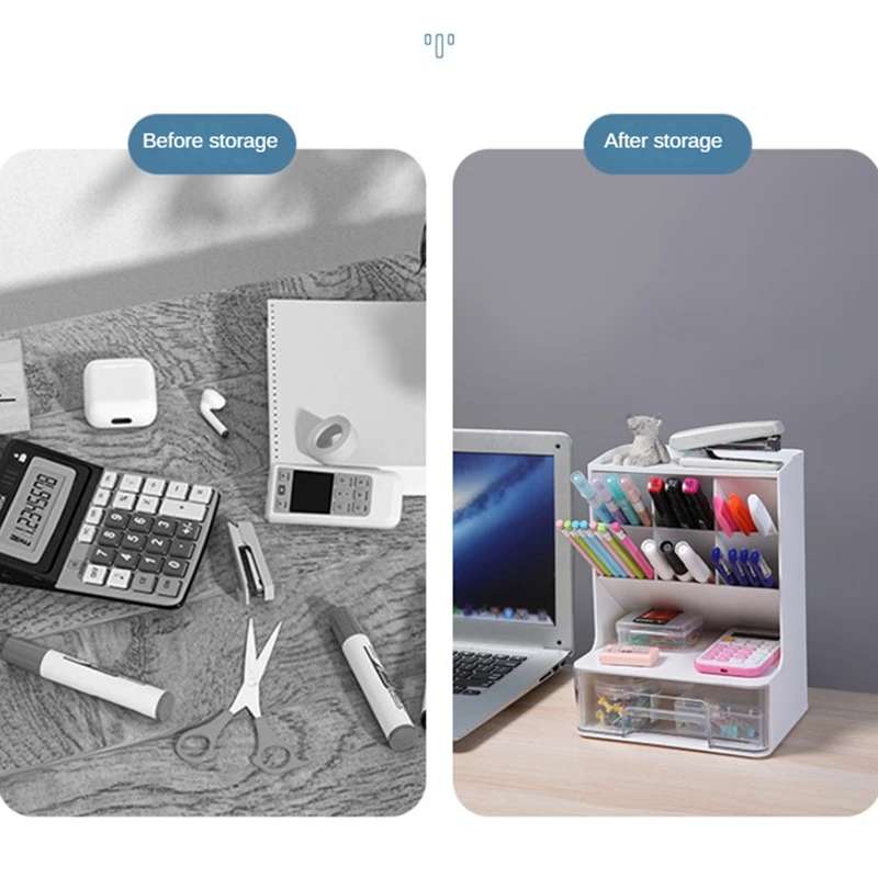 Настольный органайзер фотоальбом для карандашей с 7 отделениями и 1 выдвижным