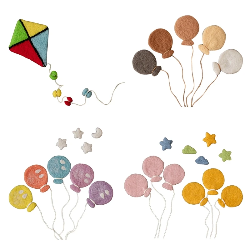 

Реквизит для фотосъемки новорожденных Детский шерстяной фетровый воздушный шар облако Звезды Луна воздушный змей детские фото украшения