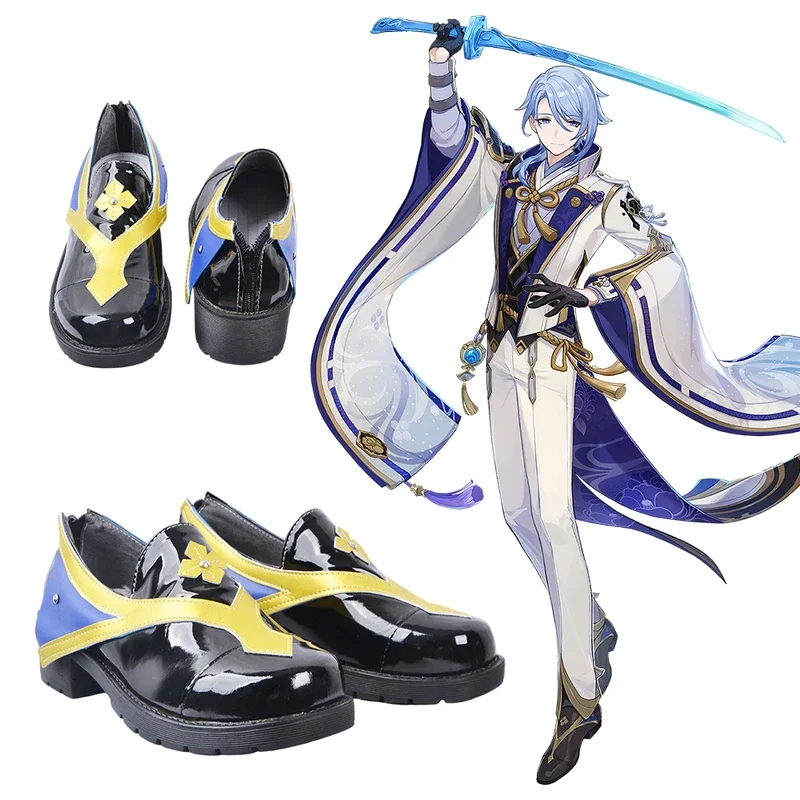 Обувь для косплея из игры Kamisato Ayato обувь Genshinimpact Partyl eather shoes ботинки мужчин