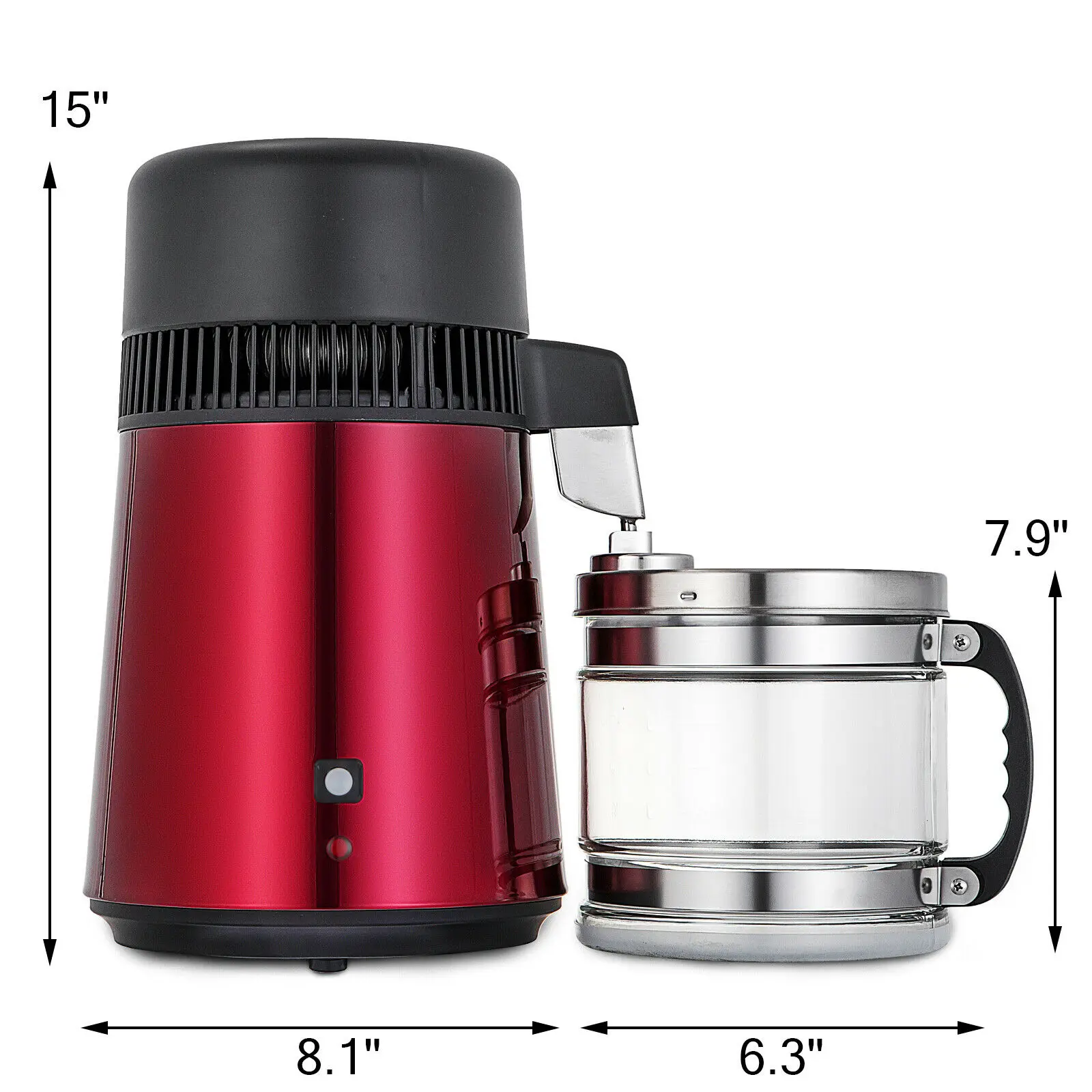 

4L Water Distiller Stainless Steel Water Purifier & Alcohol Purifier Filter Glass Jar Kitchen Medic