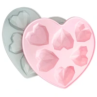 silicone love cake moulds 6 cavity diamond love heart fondant decorating tools 3d diy chocolate pastry molds baking accessories