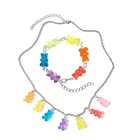Ожерелье с радужным медведем 7 цветов, милый Желейный медведь, жевательный браслет для женщин, девушек, панк, девушек, хип-хоп, резиновые ожерелья, женская бижутерия