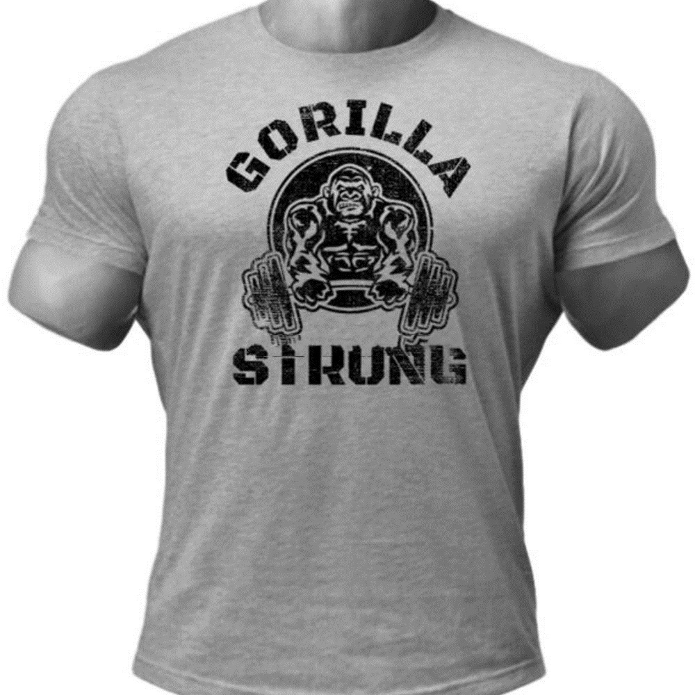 

Mens Gorilla Strong Barbell Bodybuilding Gray T Shirt Gorilla Shirt Barbell Shirt Powerlifting Shirt Strong Shirt
