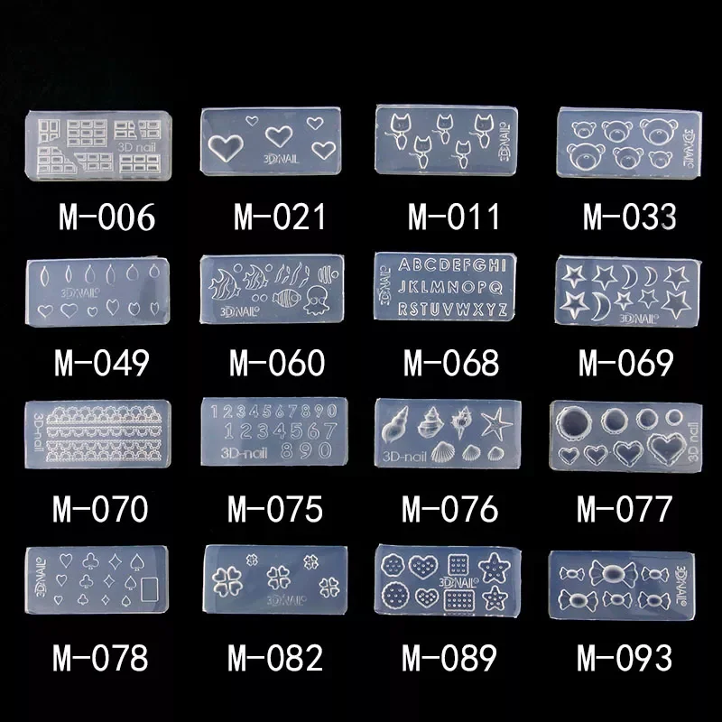 

1 PC Nail Art Silicone Mold 27 Designs Durable 3D Stereo Crystal Carving Mold Crystal Powder Carved Nail Art Tool