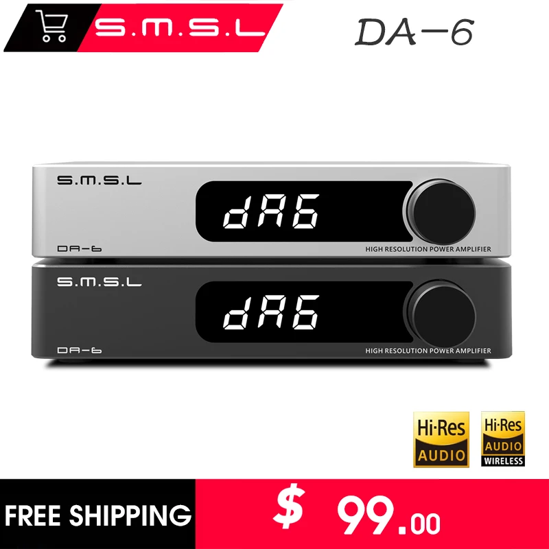 

SMSL DA-6 Power Amplifier Mini High Resolution DA6 Amp 70W*2 Stereo Two-channel HIFI Digital Audio Amplifier With Remote Control