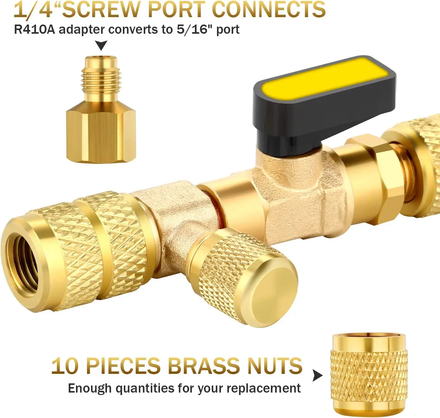 

Valve Core Remover Installer Tool with 20 PCS Valve Cores，10 PCS Brass Nuts Compatible with R22 R12 R407 R410 R404 R32 R600 A/C