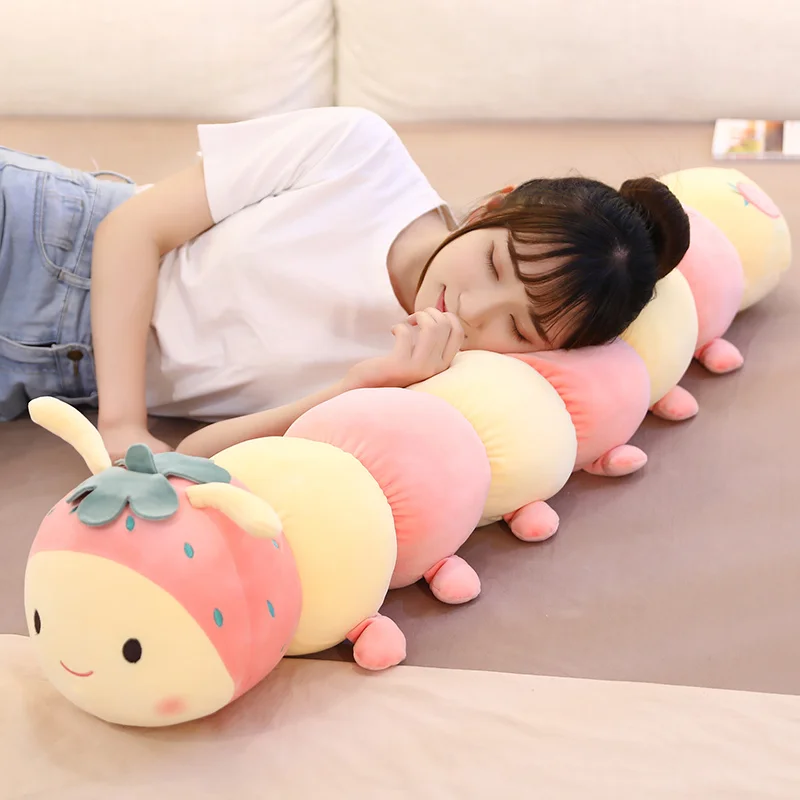

Cute Fruit Caterpillar Doll Plush Toy Comforts Children Sleeping Pillow Long Pillow Little Girl Doll