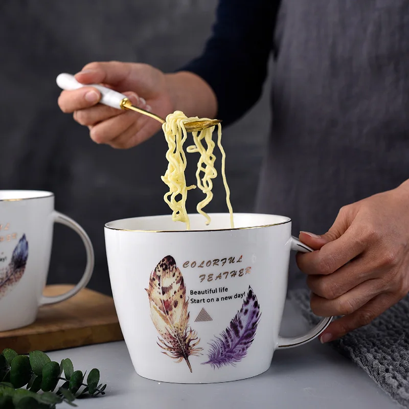 

800ml Creative Ceramic Mug Special Slotted Cup Breakfast bowl Mug Home Office Fancy Gift for Tea Drinker