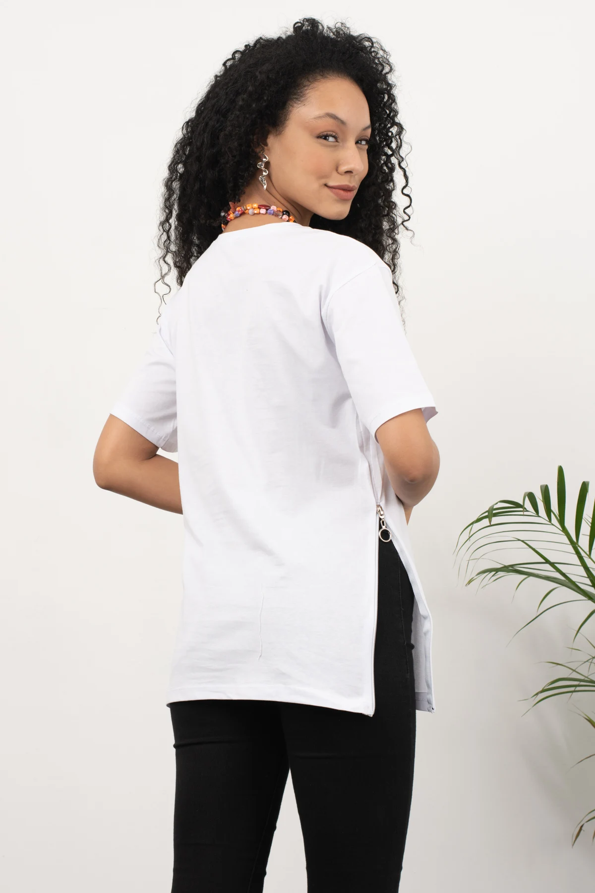 

White So Zipper Basic Blouse summer spring new season short-sleeve casual cut modern women blouse top clothing