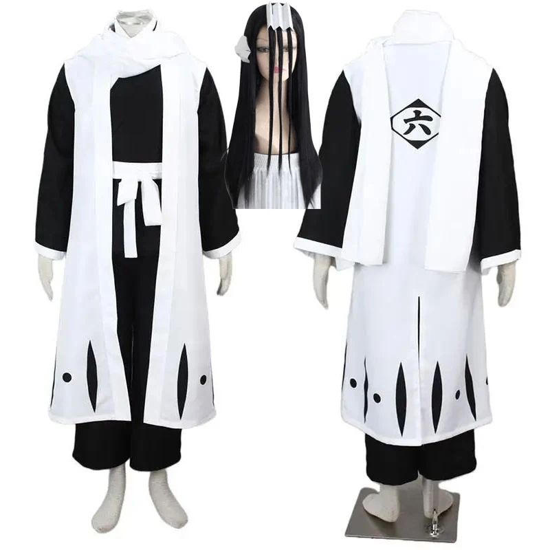 Фото Кучики Байкуя Косплей Bleach Thousand Year Blood War Косплей Костюм Парик Gotei 13 Team 6 Капитан Халат Кимоно Одежда №1