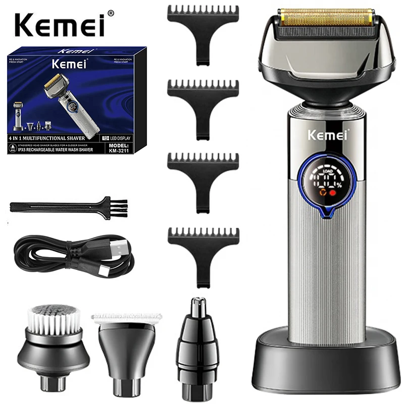 

Электробритва Kemei с ЖК-дисплеем и зарядкой от USB