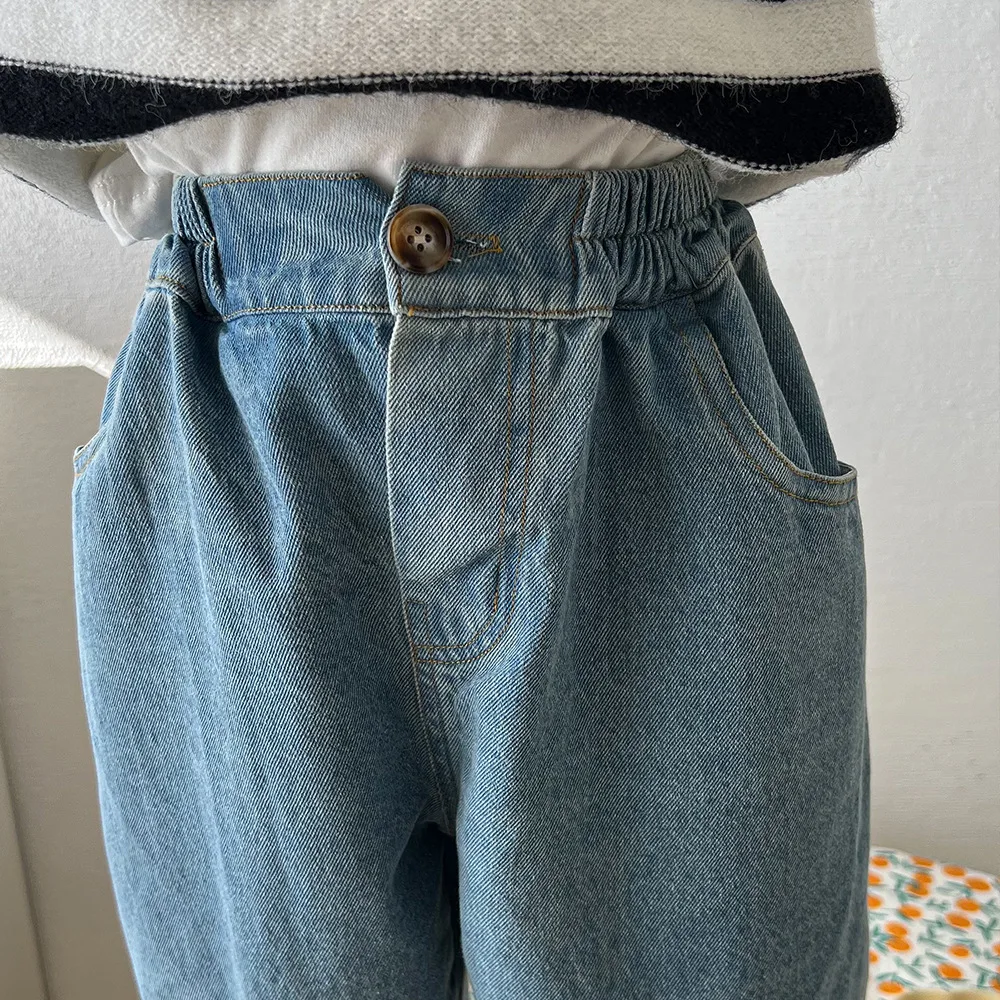 New Children Loose Casual Harem Pants Fashion Girls Wide Leg Pants Kids Denim Trousers Baby Girl Jean Pants Boys Denim Pants
