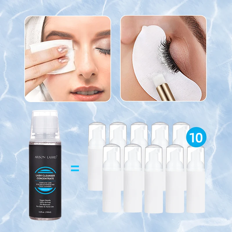 ARISON 100ml Eyelash Extension Shampoo Concentrate Kit Lash Bath Foam Cleanser Mousse Oil-Free Vegan Friendly For Daily Face