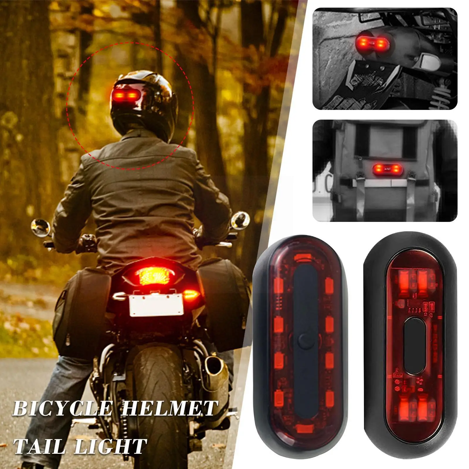 

Motorcycle Helmet Taillight USB Rechargeable Modified Warning Rear Lamp Bicycle Signal Helmet Safety Lamps Waterproof LED S3K2
