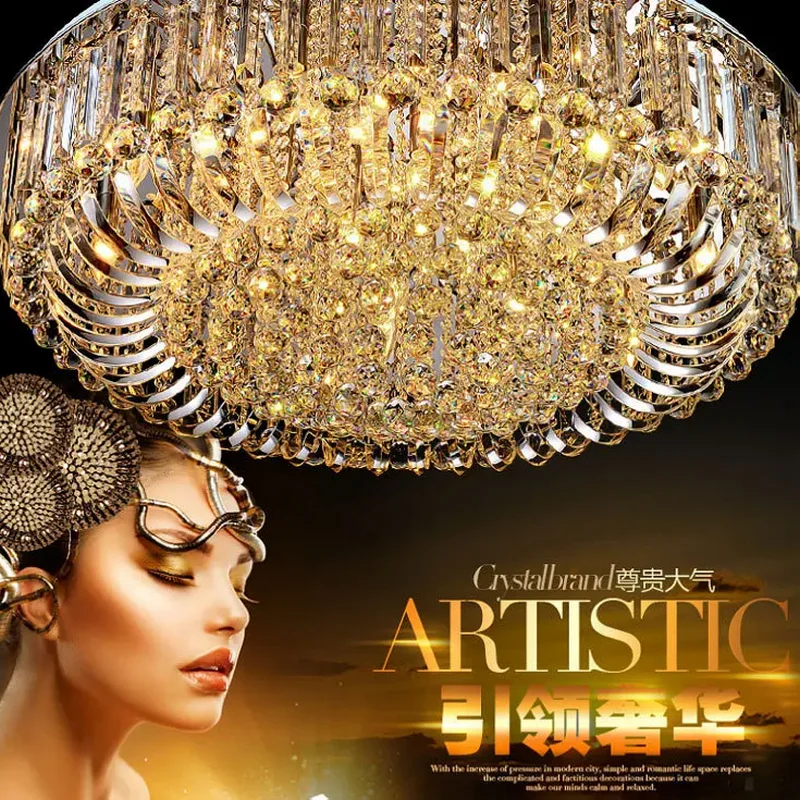 Хрустальные потолочные светильники Современные лампы Роскошные Chrome luminaria