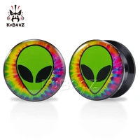 wholesale price acrylic green alien ear plugs tunnels piercing earring gauges body jewelry stretchers expanders 6 30mm 80pcs