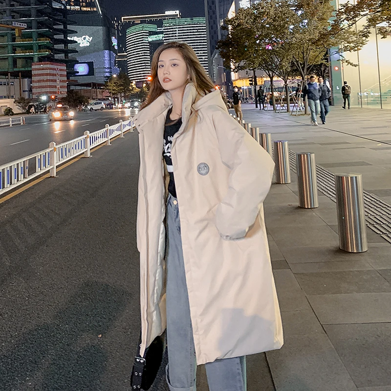 Women Thick Down Cotton Padded Windbreaker Long Jackets 2023 Winter Coats Female Casual Clothes Solid Turtleneck Hooded Parkas