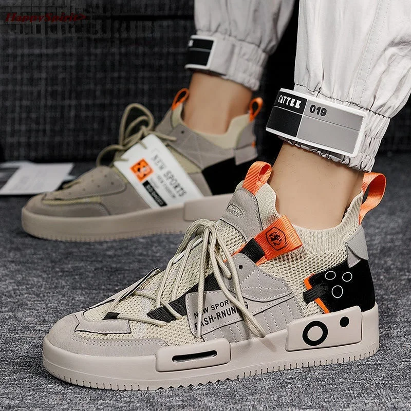 

High Top Casual Shoes for Men Slip-on Sneakers Air Mesh Breathable Sock Shoes Men Trainers Plus Size Platform Men's Shoes D51