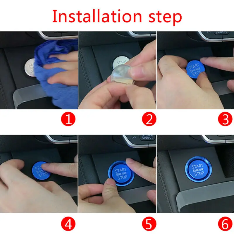 

2pcs Button cover Auto Start Stop Ring Trim Aviation Aluminum Car Push