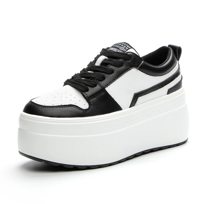 

Genuine Leather Chunky Platform Shoes for Women 2023 Fashion Flat White Sneaker Spring Elegant Sport Casual Female Tennis New In