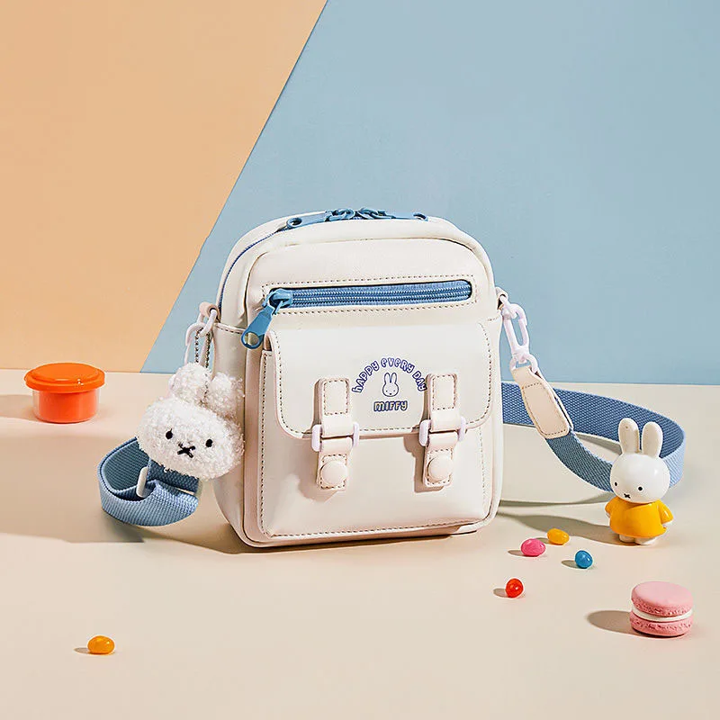 

Miffys Kawaii Rabbit Bag Inclined Shoulder Bag Cartoon 2022 New Bag Japanese Fresh Color Contrast Student Fashion Shoulder Bag